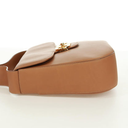 Salvatore Ferragamo Gancini Shoulder Bag Leather, BROWN, LEATHER, Shoulder bag