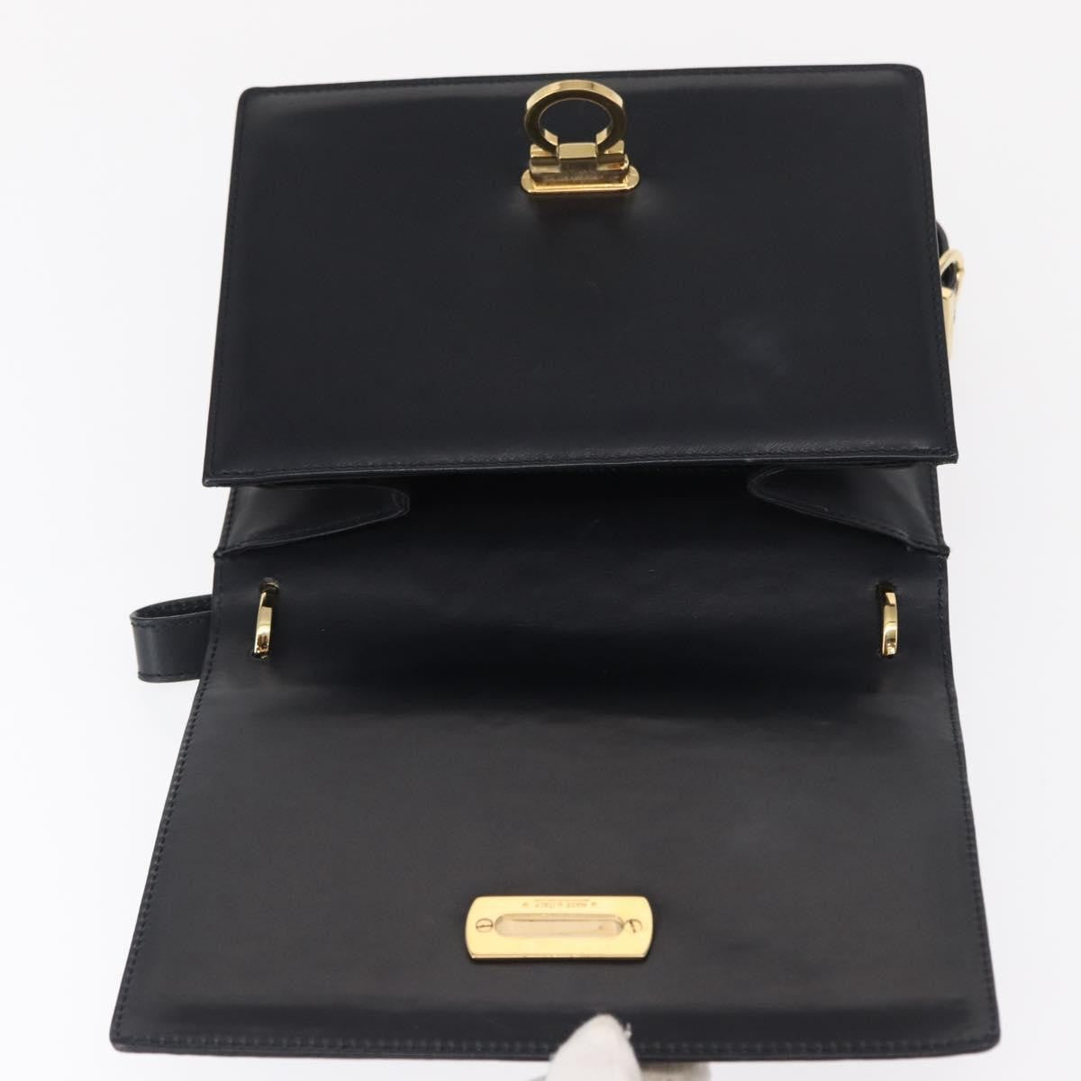 Salvatore Ferragamo Gancini Shoulder Bag Leather, NAVY, LEATHER, Shoulder bag