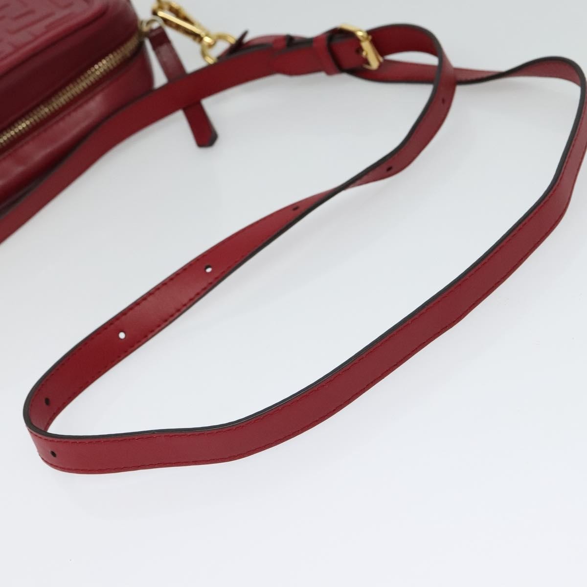 Fendi Camera Bag Zucca Embossed Leather, RED, LEATHER, Shoulder bag