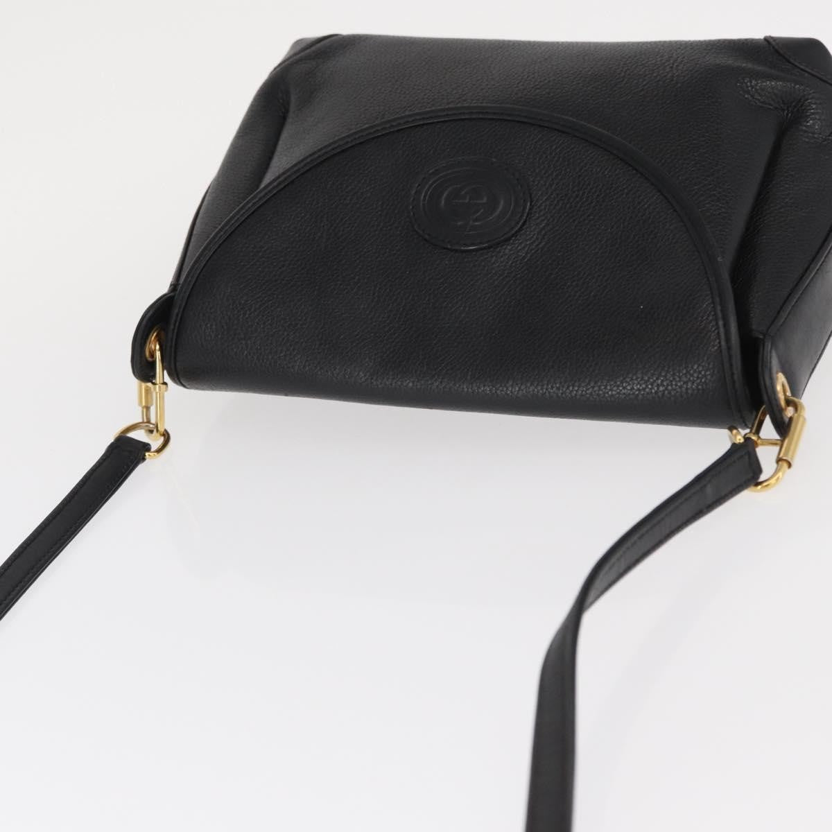Gucci Vintage Flap Shoulder Bag Leather, BLACK, LEATHER, Shoulder bag
