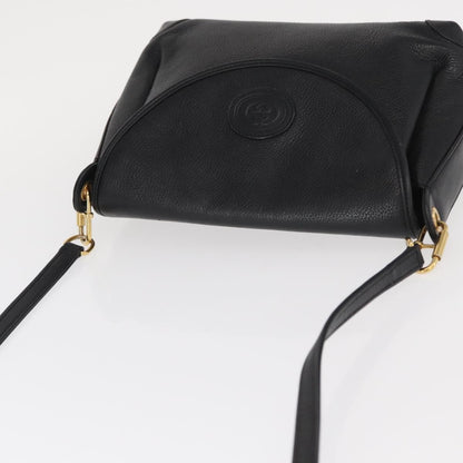 Gucci Vintage Flap Shoulder Bag Leather, BLACK, LEATHER, Shoulder bag