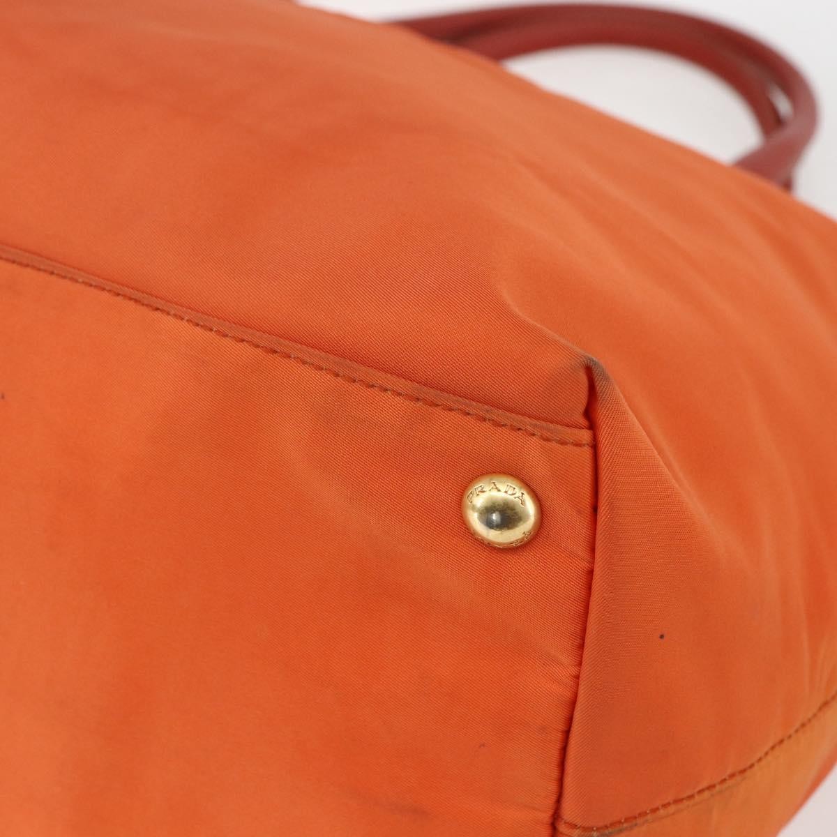 Prada Convertible Flap Tote Tessuto and Saffiano Leather, Orange, Nylon, Tote Bag