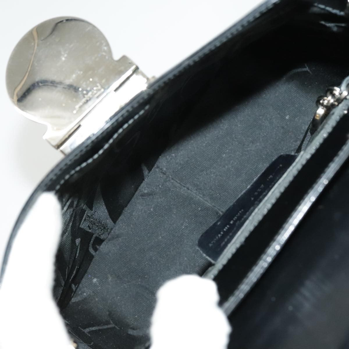 Salvatore Ferragamo Gancini handbag Leather, BLACK, LEATHER, Handbag