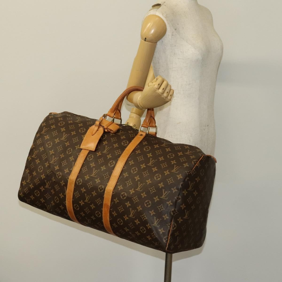 Louis Vuitton Keepall Bag Monogram Canvas, BROWN, CANVAS, Travel bag