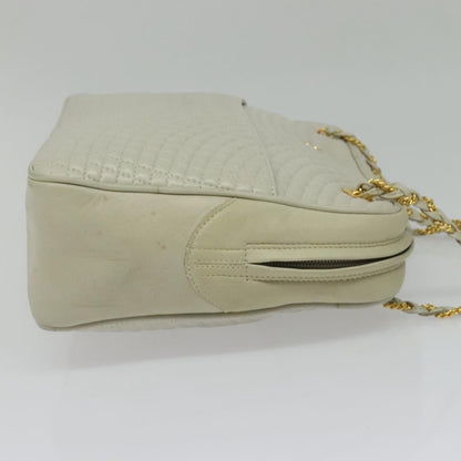 Bally Vintage Chain Shoulder Bag Quilted Leather, Ecru, Leather, Shoulder Bag