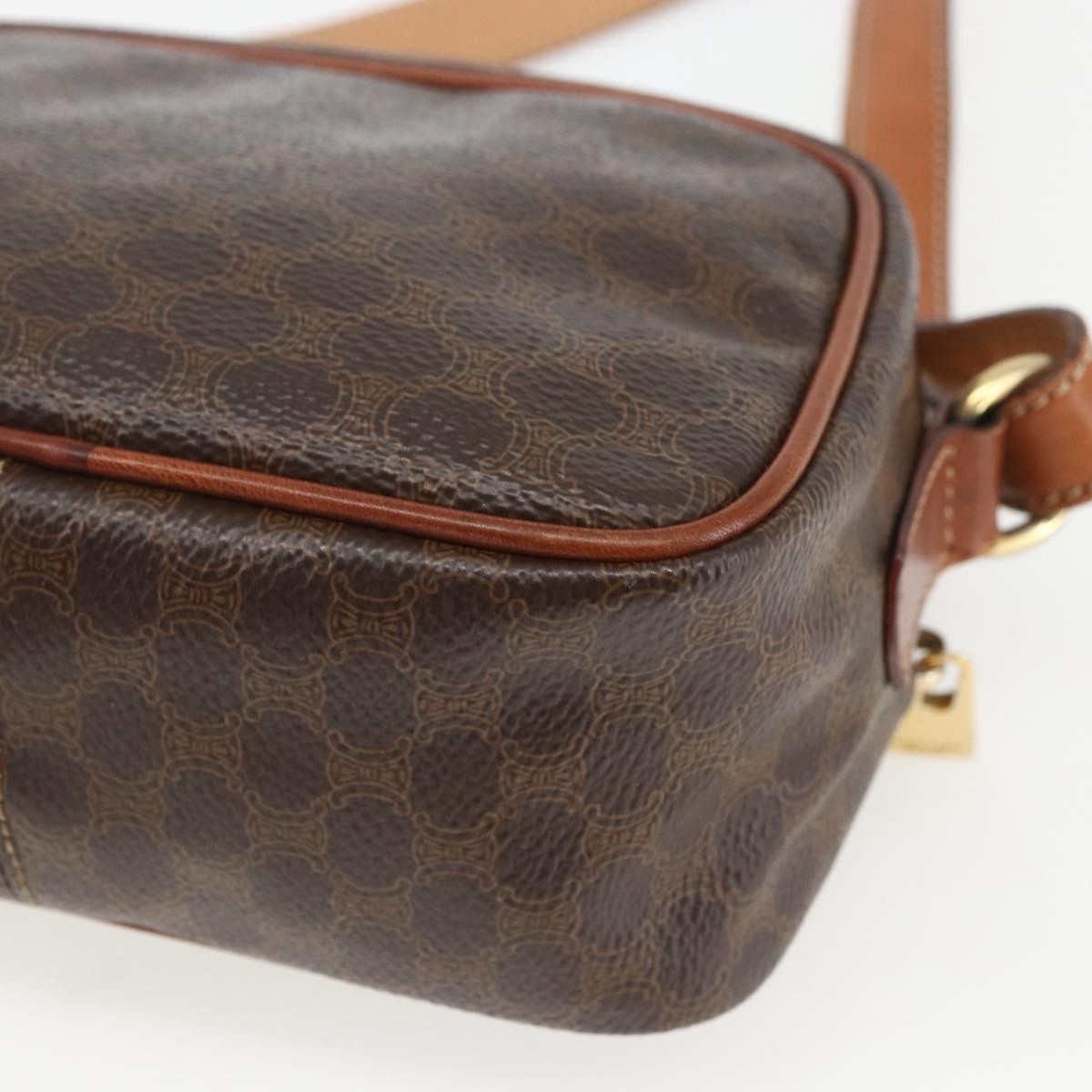 Celine Vintage Macadam Handbag Canvas and Leather, BROWN, CANVAS, Shoulder bag
