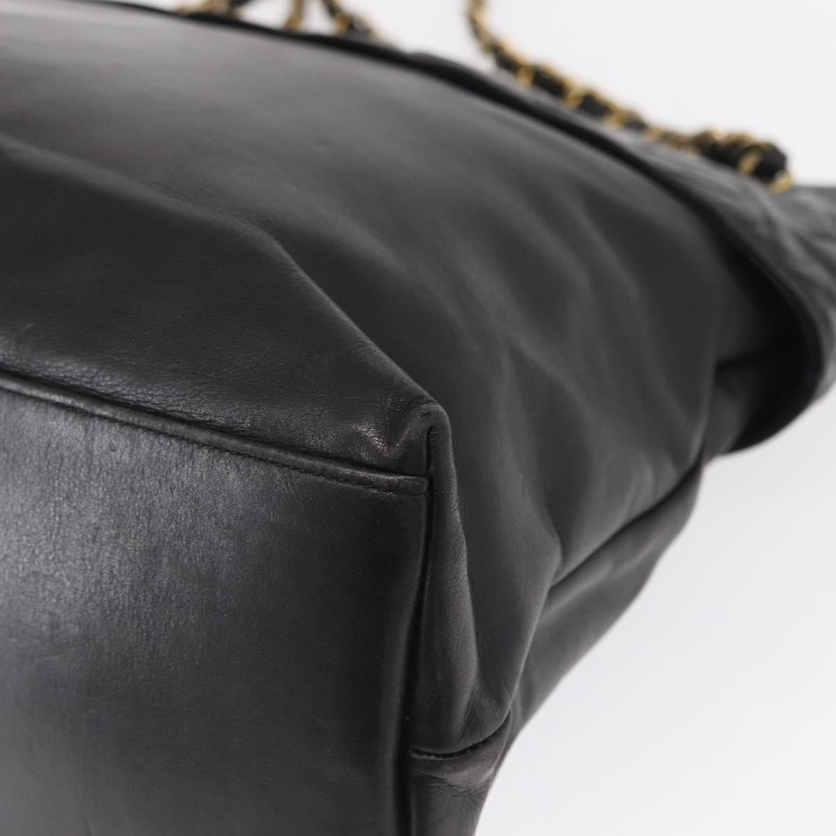 Chanel Chain Tote Leather, Black, Leather, Handbag