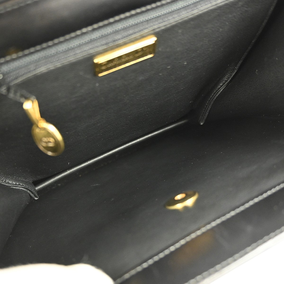 Christian Dior Vintage Handbag Leather, BLACK, LEATHER, Handbag