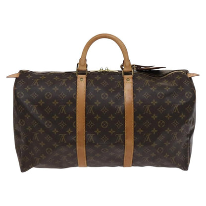 Louis Vuitton Keepall Bag Monogram Canvas, BROWN, CANVAS, Travel bag