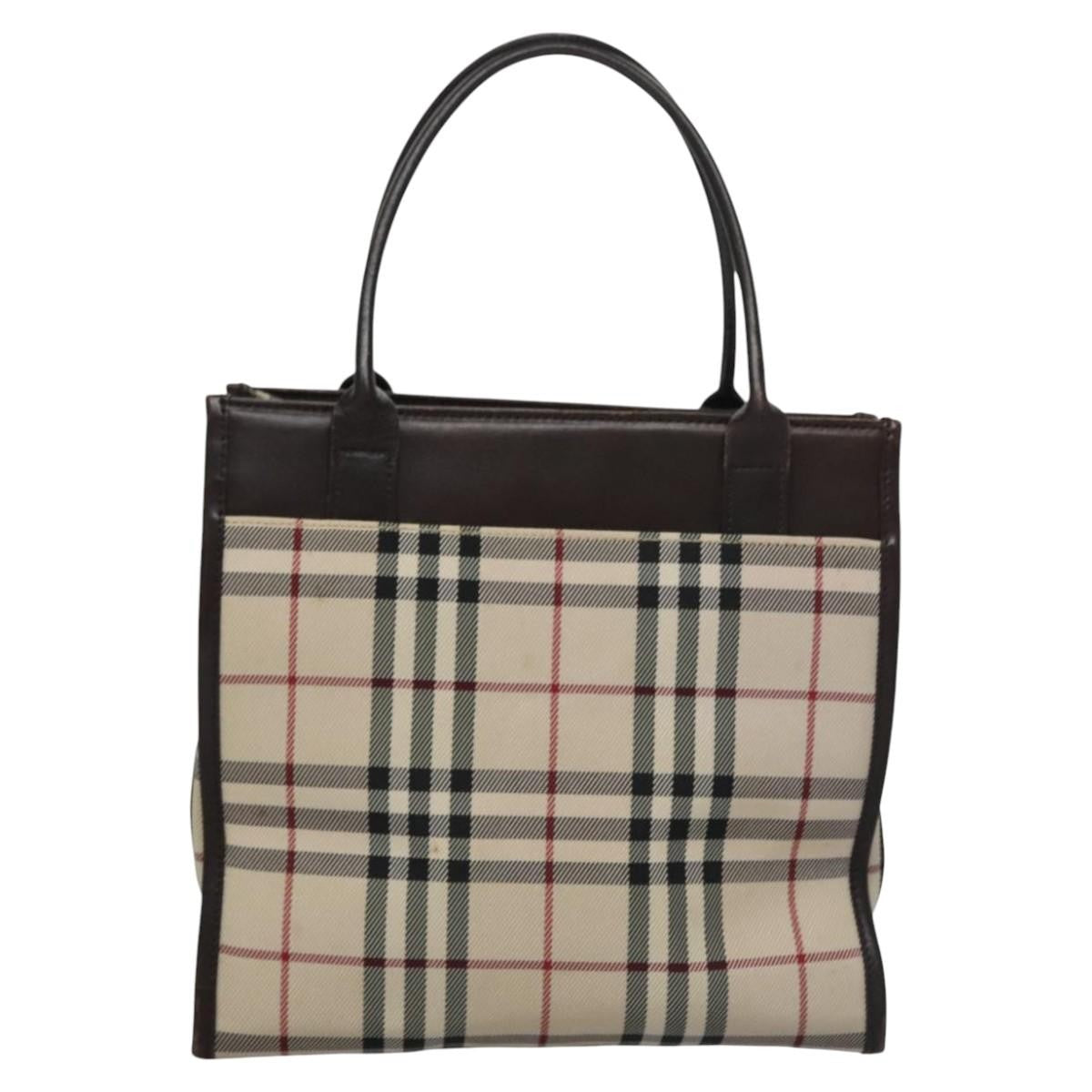 Burberry Nova Check Tote Canvas and Leather, BEIGE, CANVAS, Handbag