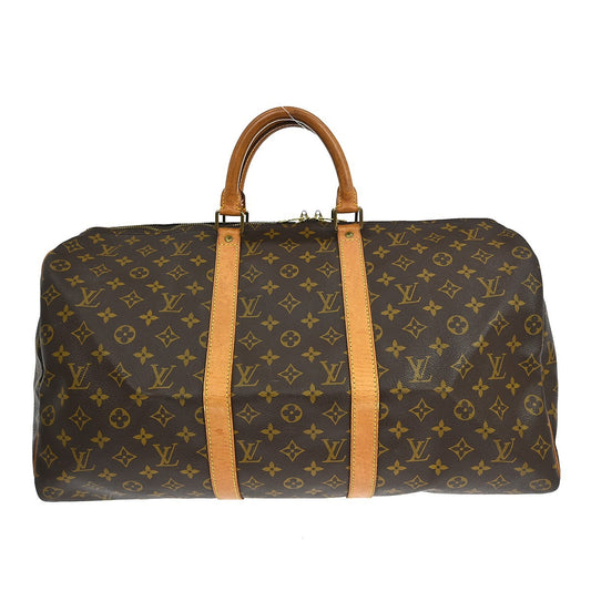Louis Vuitton Keepall Bag Monogram Canvas, BROWN, CANVAS, Travel bag