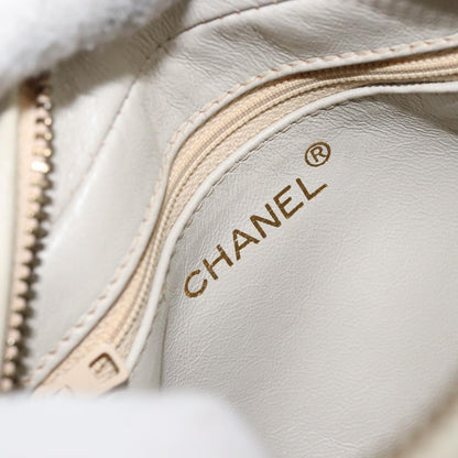 Chanel Vintage Front Pocket Camera Bag Quilted Lambskin, BEIGE, LEATHER, Shoulder bag