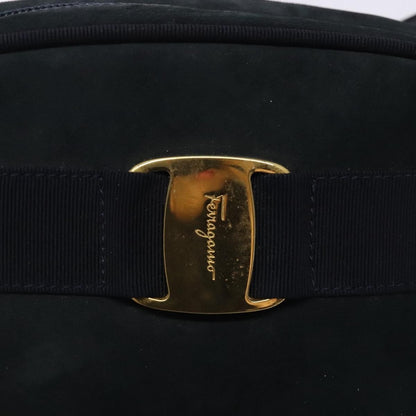 Salvatore Ferragamo Vala Shoulder Bag Suede, NAVY, SUEDE, Shoulder bag