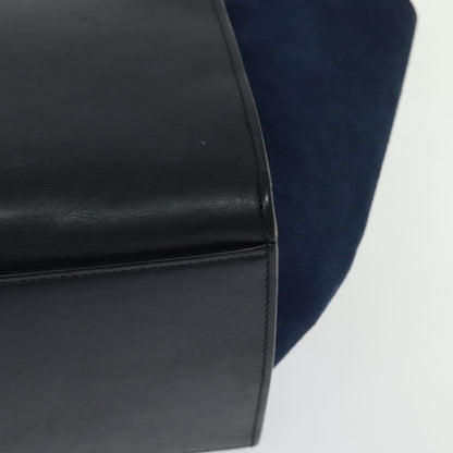 Celine Trapeze Bag Leather with Suede, NAVY, LEATHER, Handbag