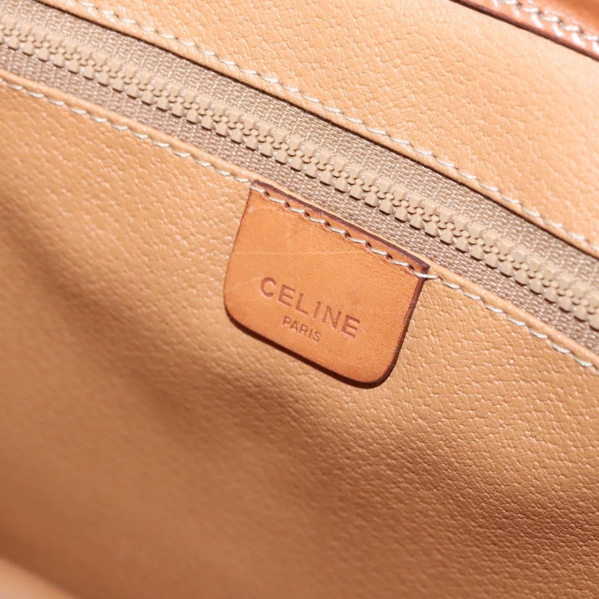 Celine Vintage Macadam Shoulder Bag Canvas and Leather, BEIGE, CANVAS, Shoulder bag
