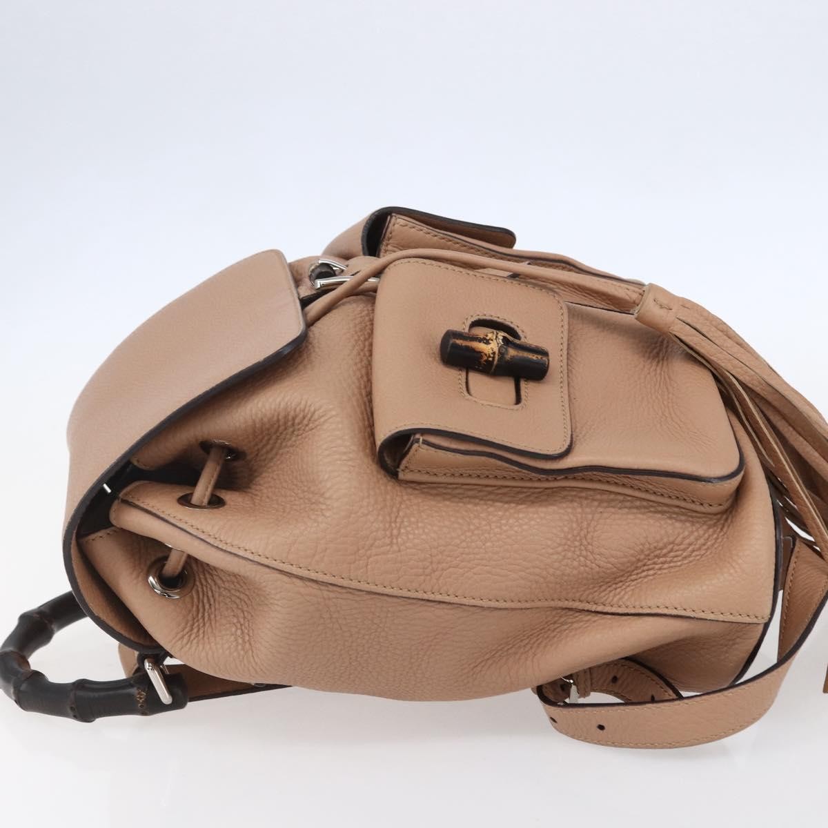 Gucci Vintage Bamboo Backpack Leather, BEIGE, LEATHER, Backpack