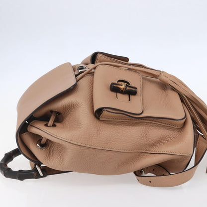 Gucci Vintage Bamboo Backpack Leather, BEIGE, LEATHER, Backpack