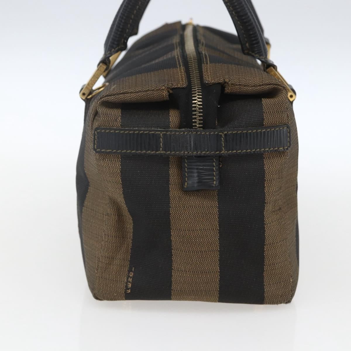 Fendi Vintage Pequin Convertible Boston Bag Coated Canvas, BROWN, CANVAS, Travel bag
