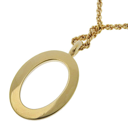 Christian Dior VIntage Circle Pendant Necklace Metal with Crystals, GOLD, GOLD_PLATED, Necklace