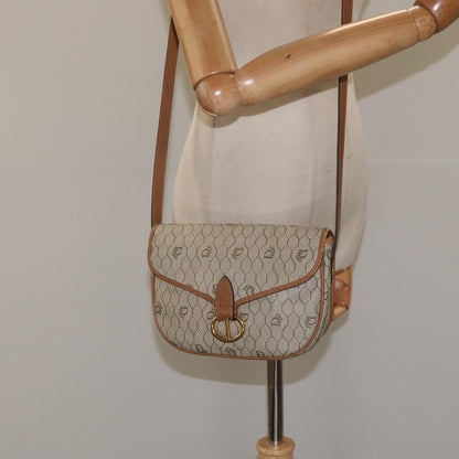 Christian Dior Vintage Honeycomb Flap Crossbody Bag Coated Canvas, BEIGE, CANVAS, Crossbody bag