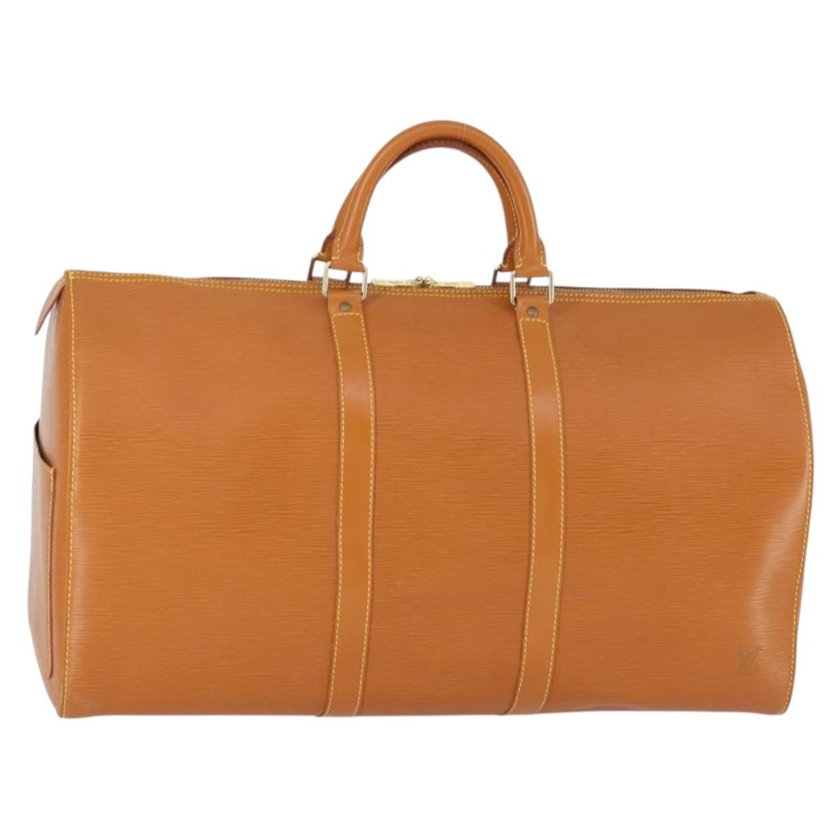 Louis Vuitton Keepall Bag Epi Leather, BROWN, LEATHER, Travel bag