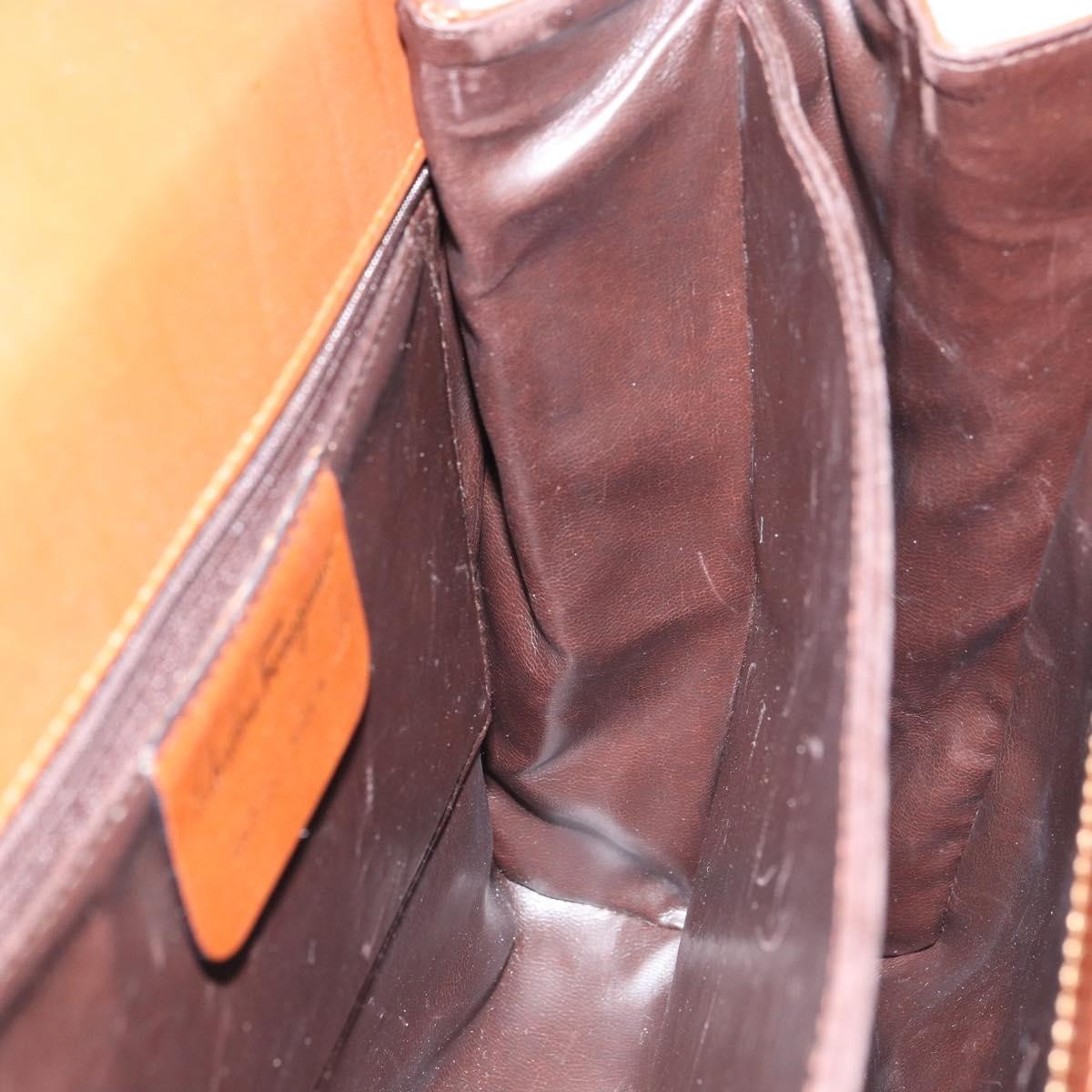 Salvatore Ferragamo Vintage Handbag Leather, BROWN, LEATHER, Handbag