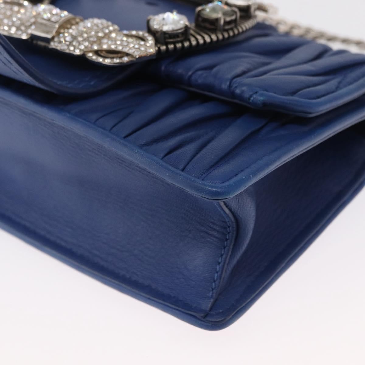 Miu Miu Madras Crystal Buckle Shoulder Bag Matelasse Leather, BLUE, LEATHER, Shoulder bag