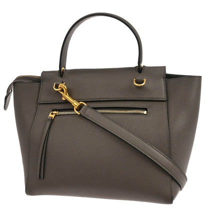 Celine Belt Bag Textured Leather, GRAY, LEATHER, Handbag