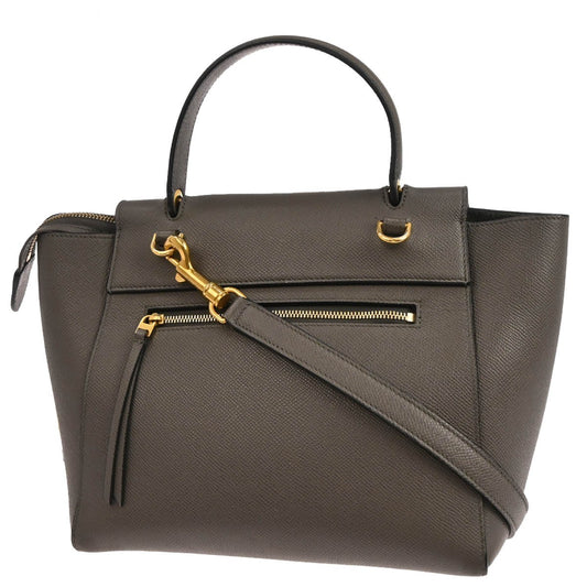 Celine Belt Bag Textured Leather, GRAY, LEATHER, Handbag