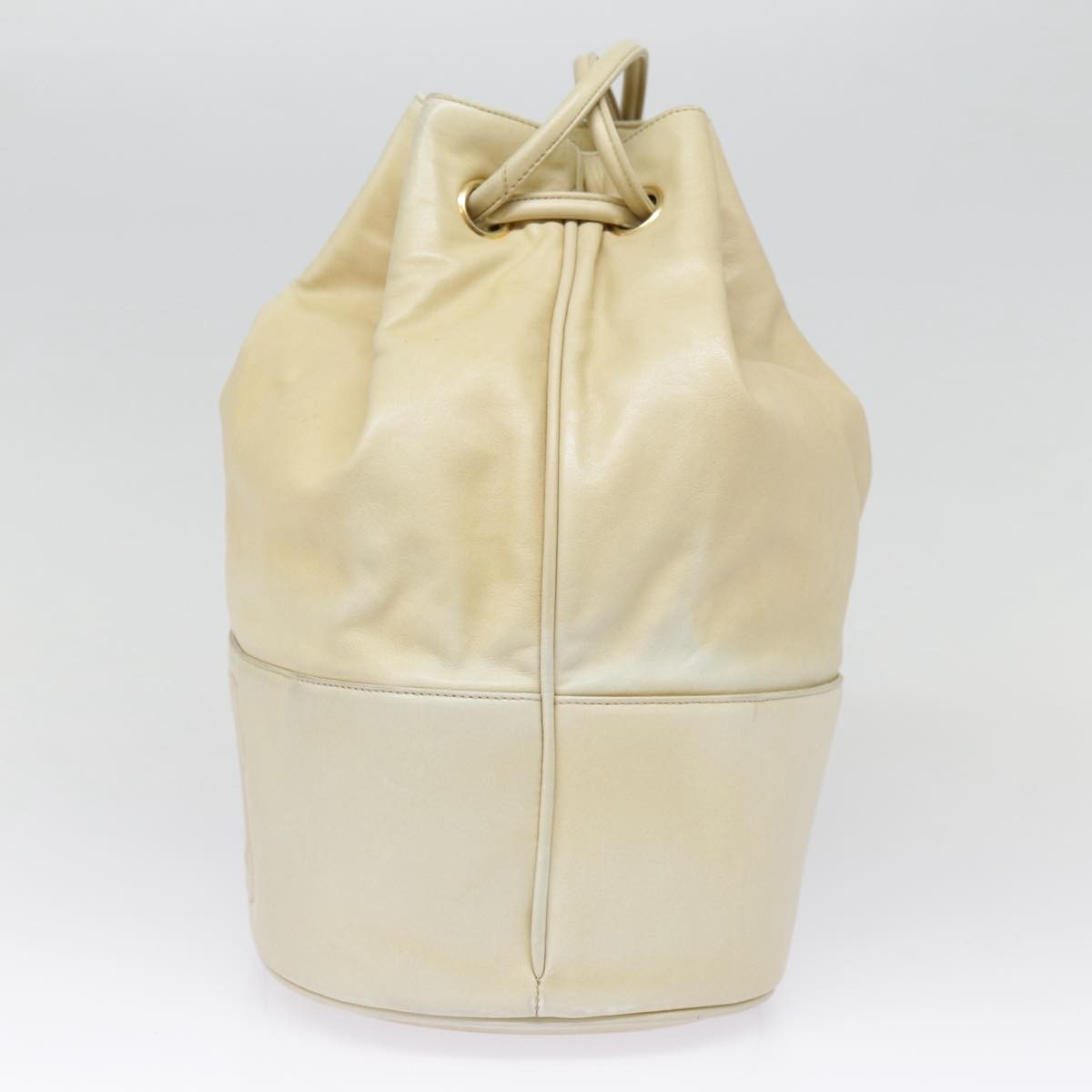 Chanel Vintage CC Drawstring Bucket Bag Lambskin, BEIGE, LEATHER, Shoulder bag