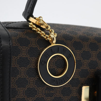 Celine Vintage Convertible Top Handle Bag Macadam Coated Canvas, Black, Canvas, Handbag