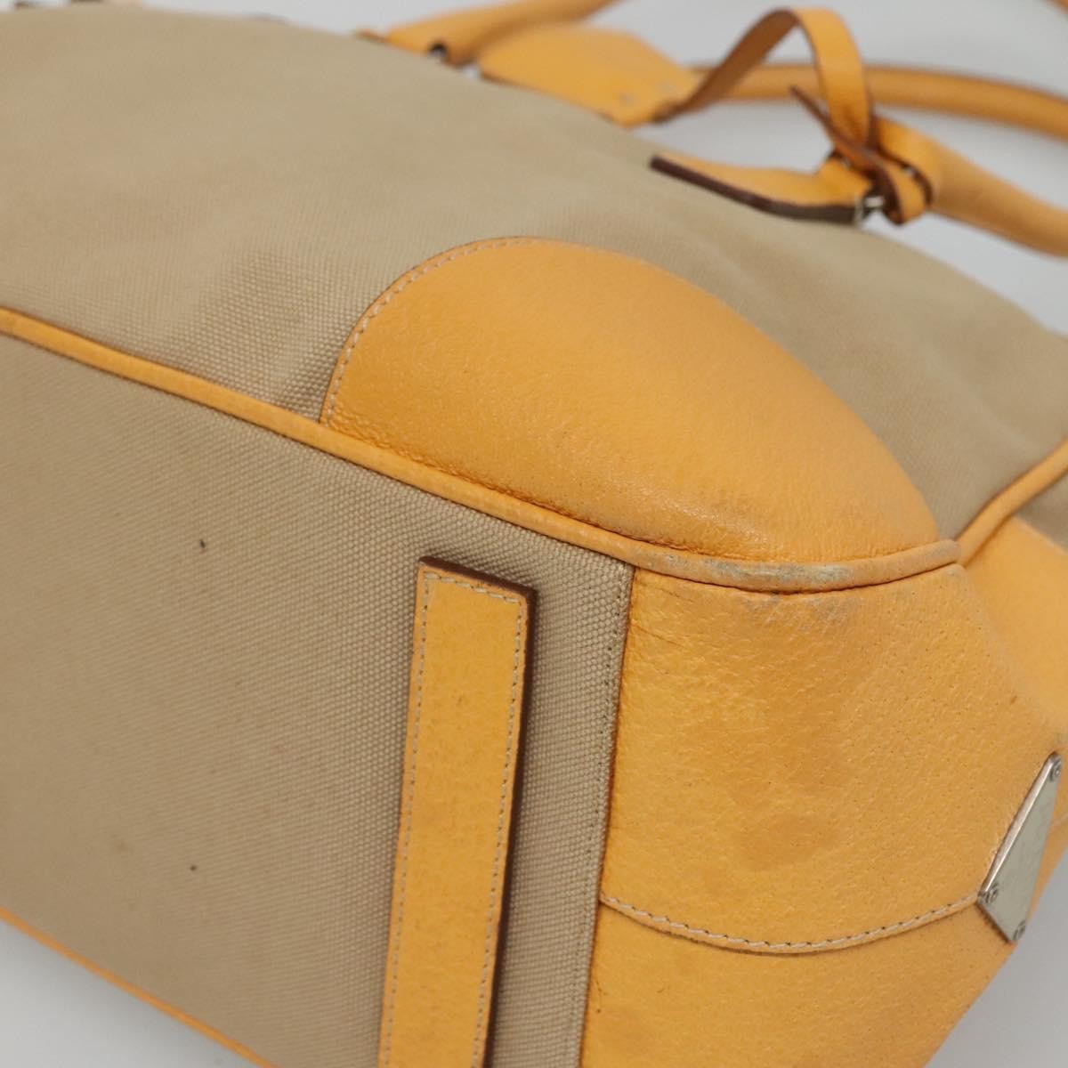 Prada Bauletto Bag Canvas with Leather, BEIGE, CANVAS, Handbag