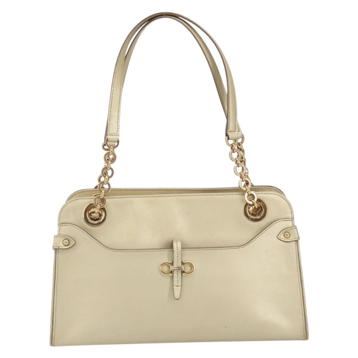 Salvatore Ferragamo Gancini handbag Leather, GOLD, LEATHER, Shoulder bag
