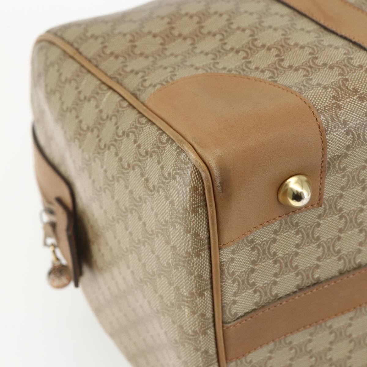 Celine Vintage Macadam Boston bag Canvas and Leather, BEIGE, CANVAS, Travel bag