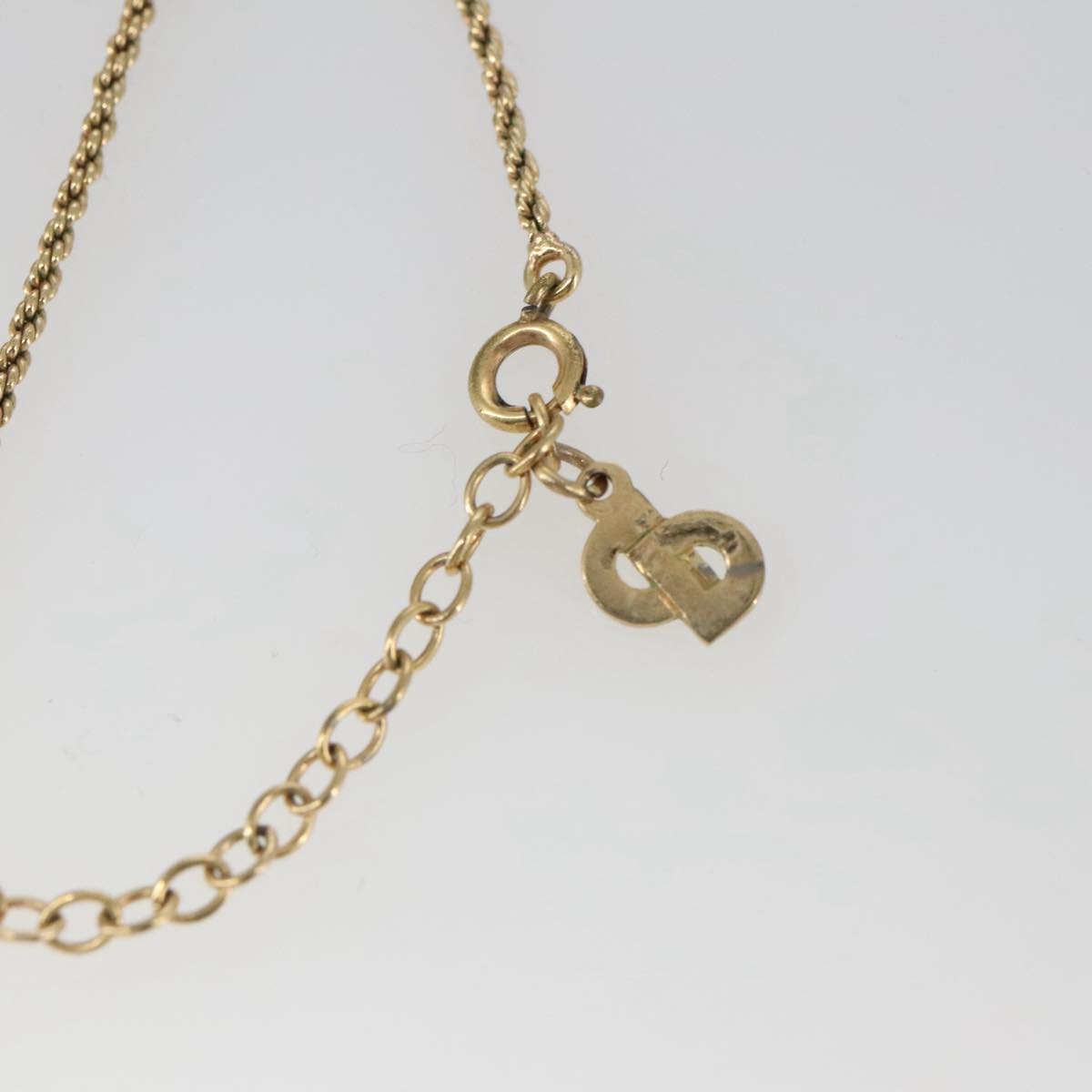 Christian Dior Vintage Logo Round Pendant Necklace Metal, GOLD, METAL, Necklace