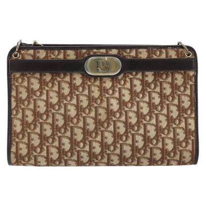 Christian Dior Vintage Trotter Shoulder Bag Canvas, BEIGE, CANVAS, Shoulder bag