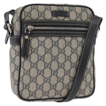 Gucci Front Zip Messenger GG Coated Canvas, NAVY, CANVAS, Shoulder bag