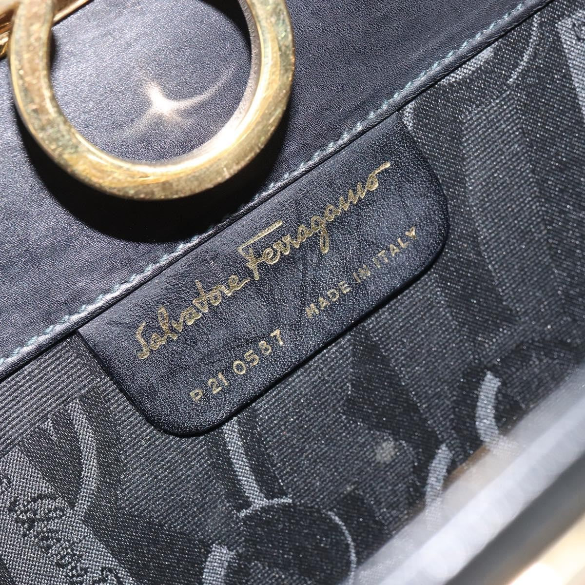 Salvatore Ferragamo Vintage Gancini Chain Shoulder Bag Leather, BLACK, LEATHER, Shoulder bag