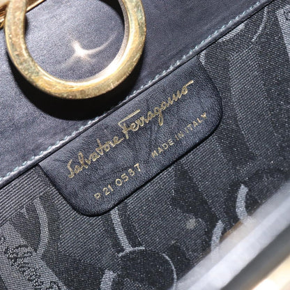 Salvatore Ferragamo Vintage Gancini Chain Shoulder Bag Leather, BLACK, LEATHER, Shoulder bag