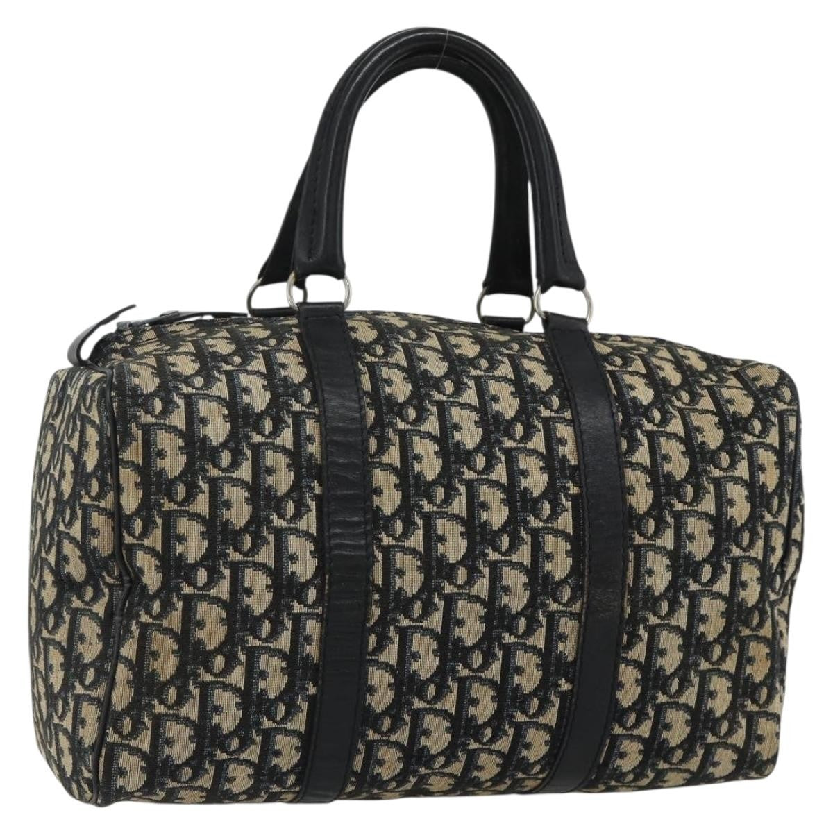 Christian Dior Vintage Trotter Boston Bag Diorissimo Canvas, Navy, Canvas, Handbag