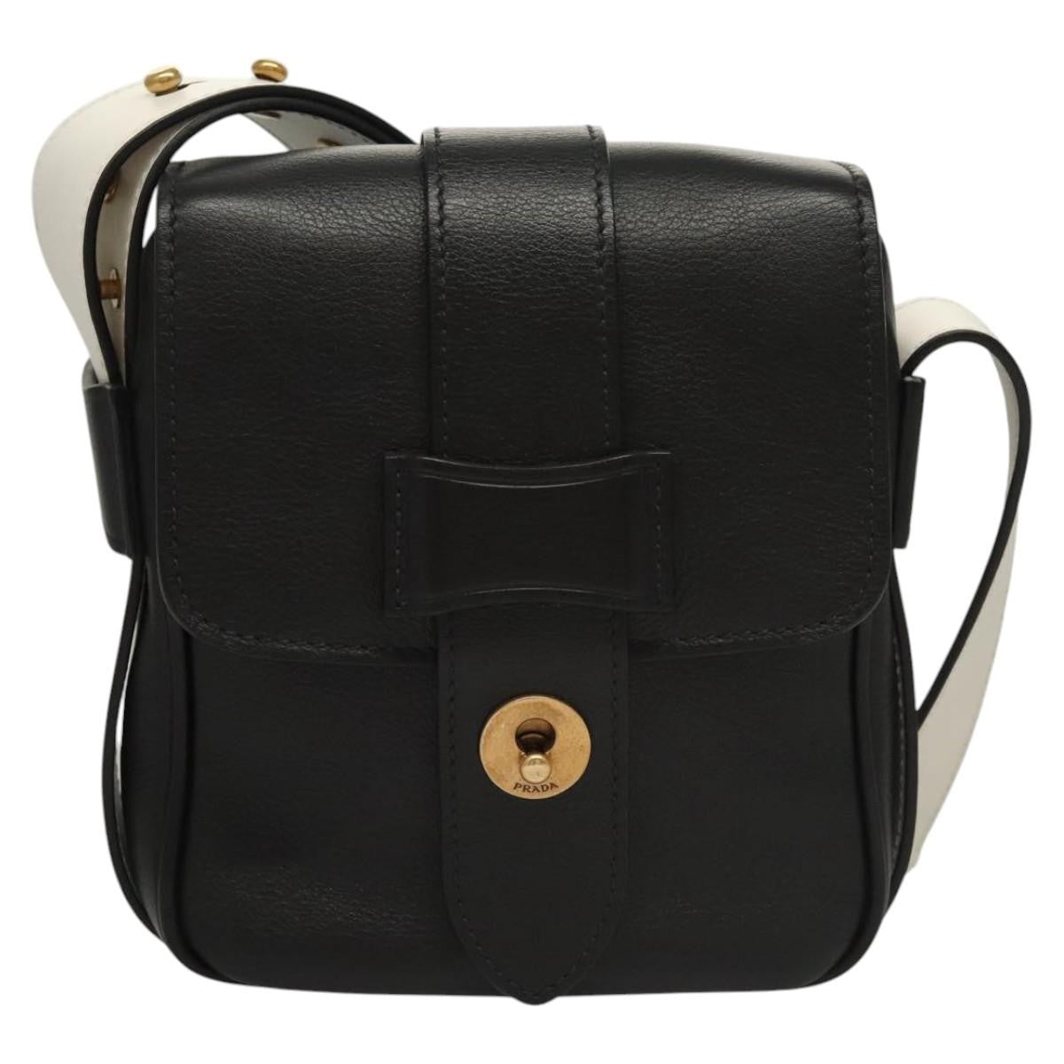 Prada Turnlock Flap Crossbody Bag Leather, BLACK, LEATHER, Shoulder bag