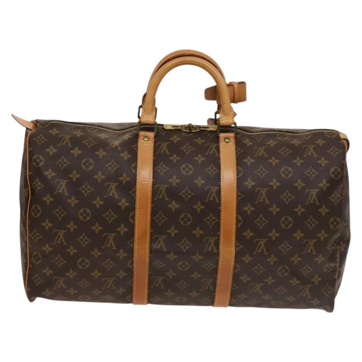 Louis Vuitton Keepall Bag Monogram Canvas, BROWN, CANVAS, Travel bag