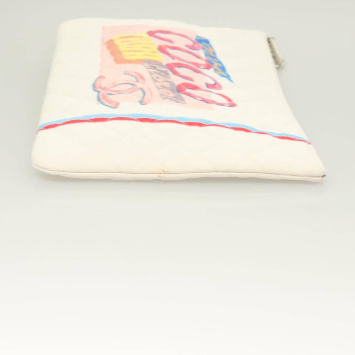 Chanel Coco Cuba Pouch Printed Quilted Canvas, WHITE, CANVAS, Clutche & pouche