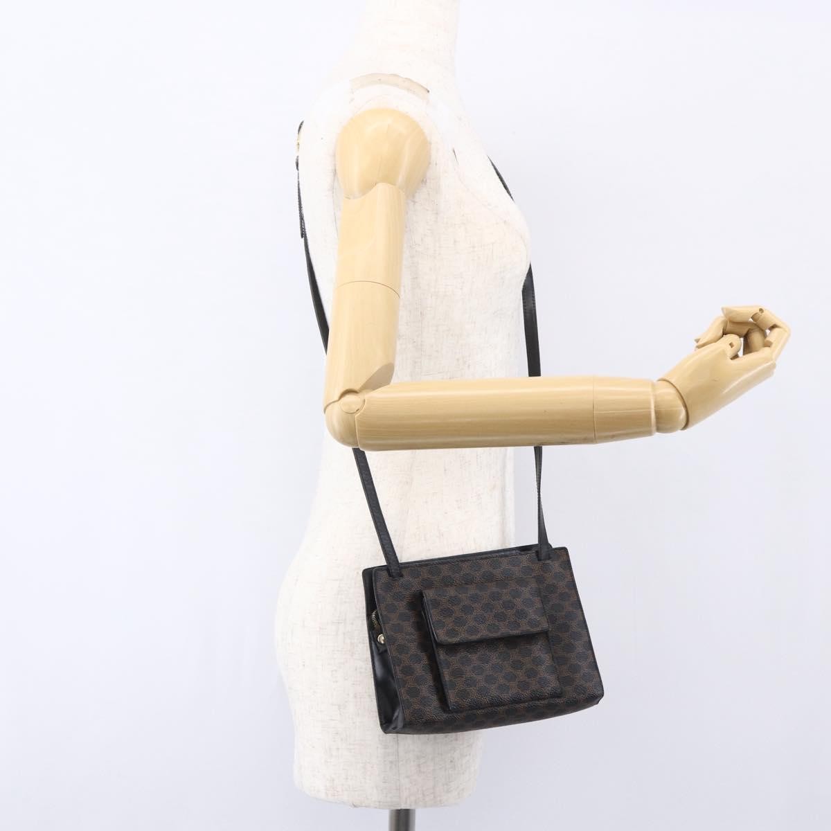 Celine Vintage Macadam Shoulder Bag Canvas, BLACK, CANVAS, Shoulder bag