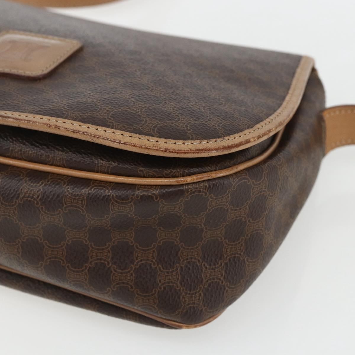 Celine Vintage Macadam Shoulder Bag Canvas and Leather, BROWN, CANVAS, Shoulder bag