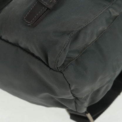Prada Vela Double Front Pocket Backpack Tessuto with Saffiano Leather, GRAY, NYLON, Backpack