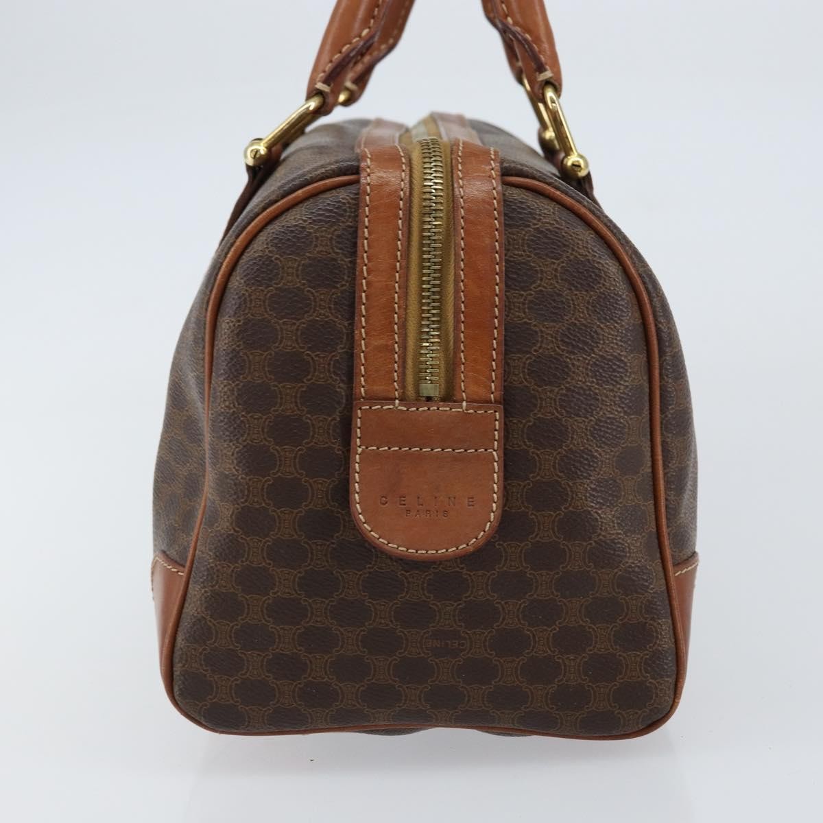 Celine Vintage Macadam Boston bag Canvas, BROWN, CANVAS, Handbag