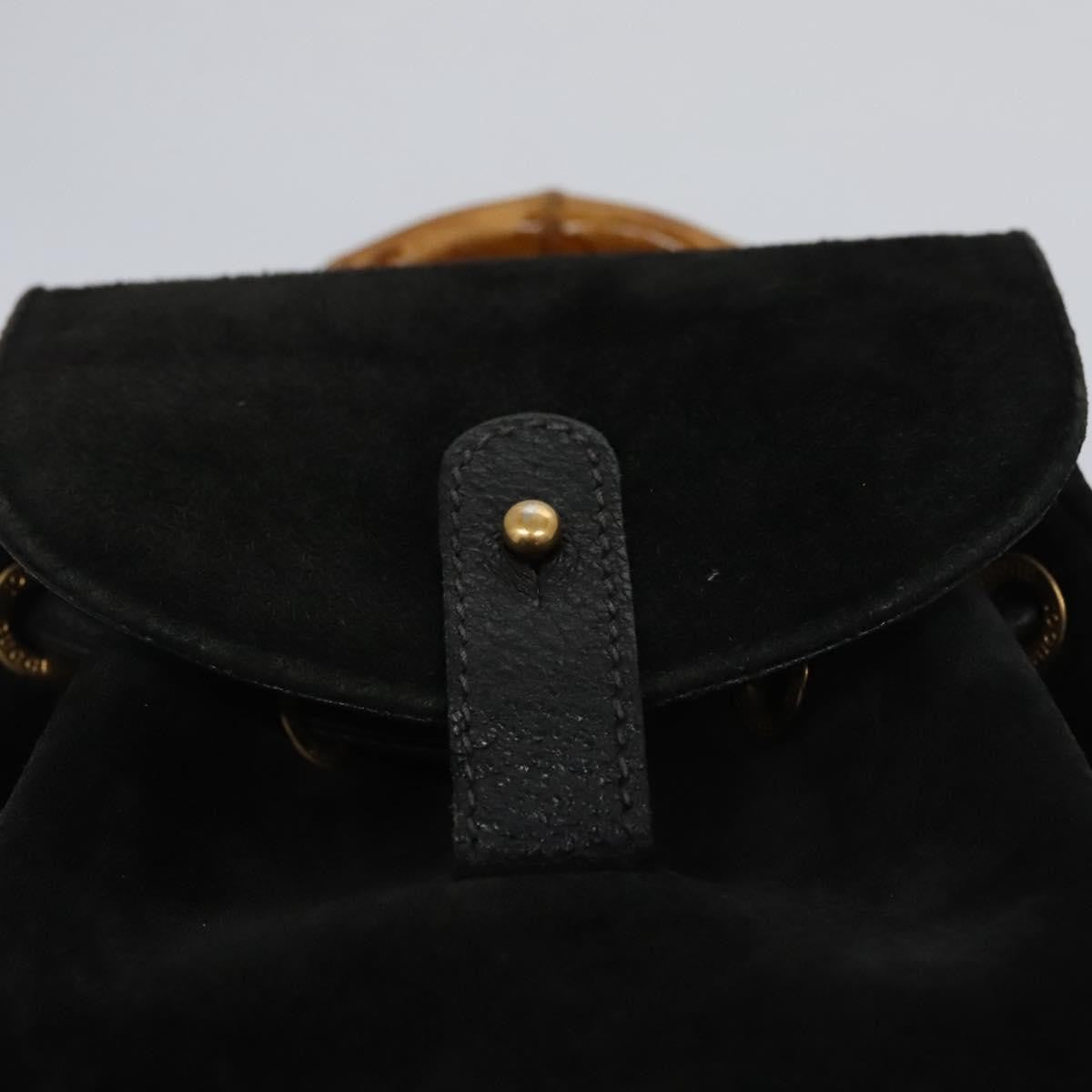 Gucci Gucci bamboo backpack daim, BLACK, SUEDE, Backpack