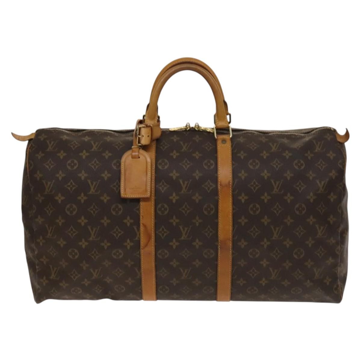Louis Vuitton Keepall Bag Monogram Canvas, BROWN, CANVAS, Travel bag