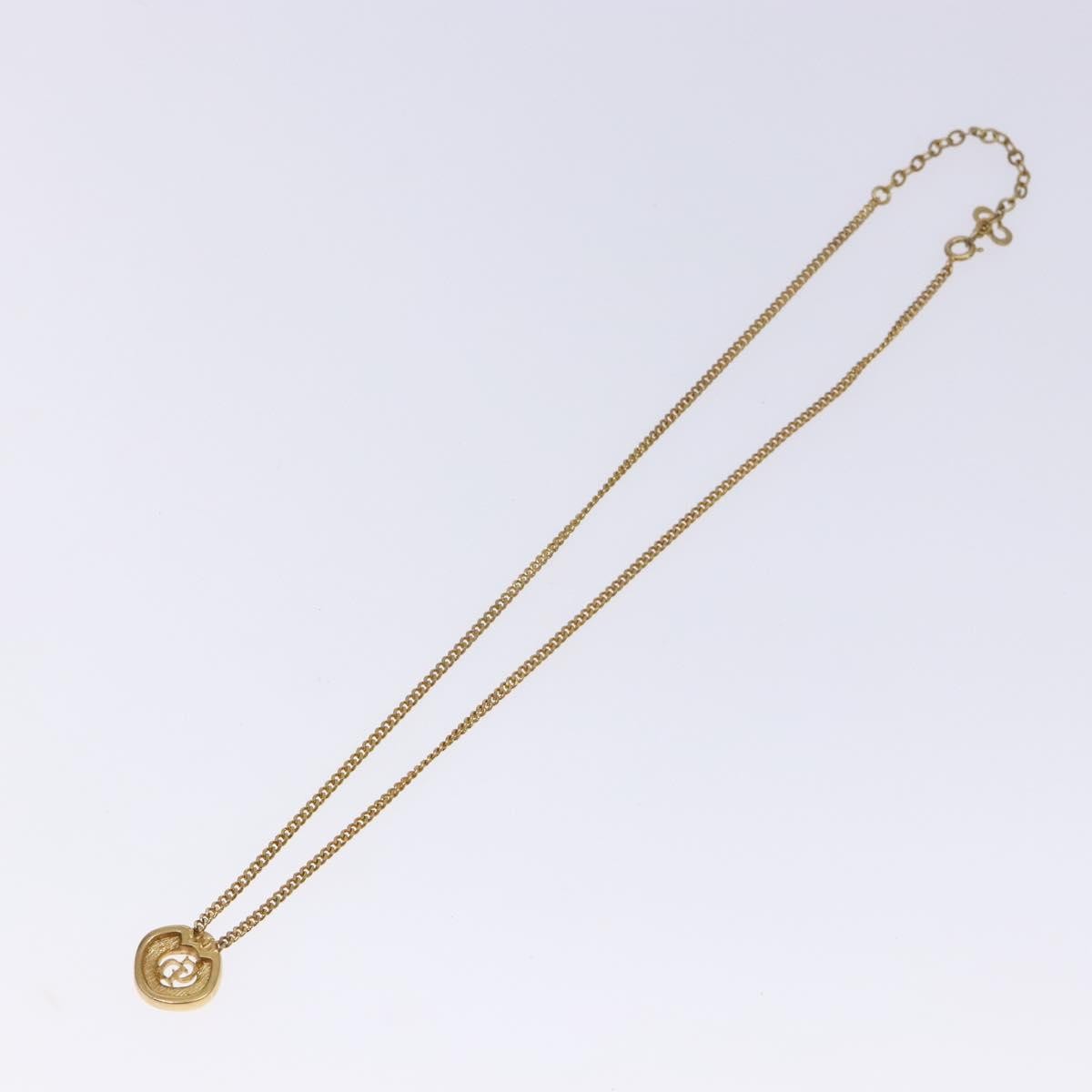 Christian Dior CD Round Pendant Necklace Metal and Crystals, GOLD, METAL, Necklace